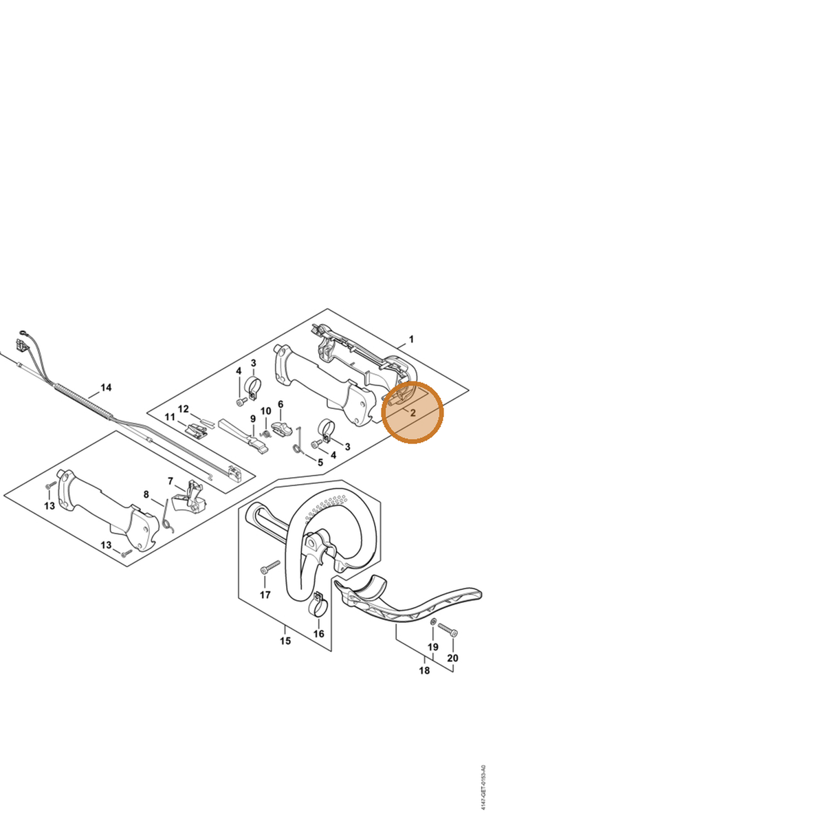 STIHL part 4147-790-0303 — IPL diagram snippet (6x zoom, amber highlight)