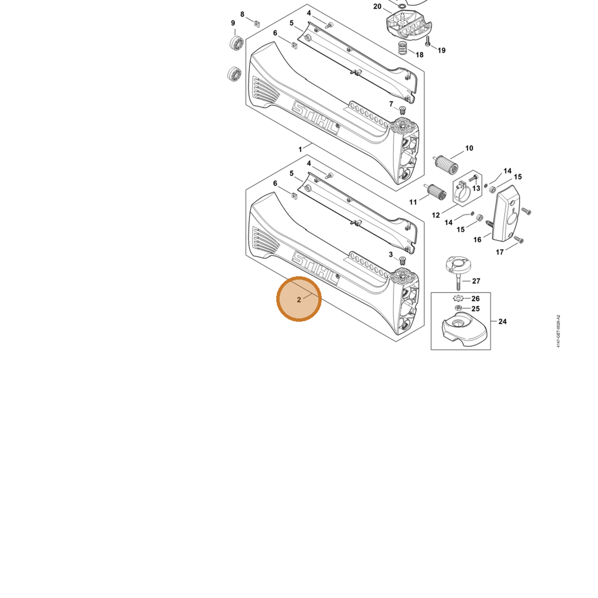 STIHL part 4147-790-0903 — IPL diagram snippet (6x zoom, amber highlight)