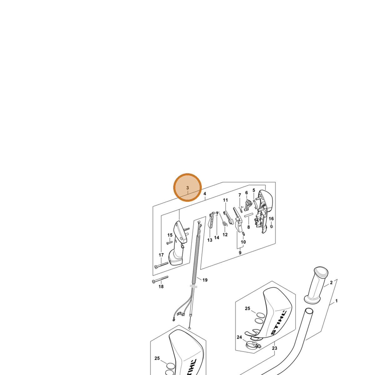 STIHL part 4147-790-1322 — IPL diagram snippet (6x zoom, amber highlight)