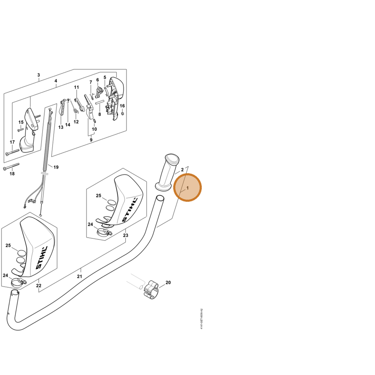 STIHL part 4147-790-1704 — IPL diagram snippet (6x zoom, amber highlight)