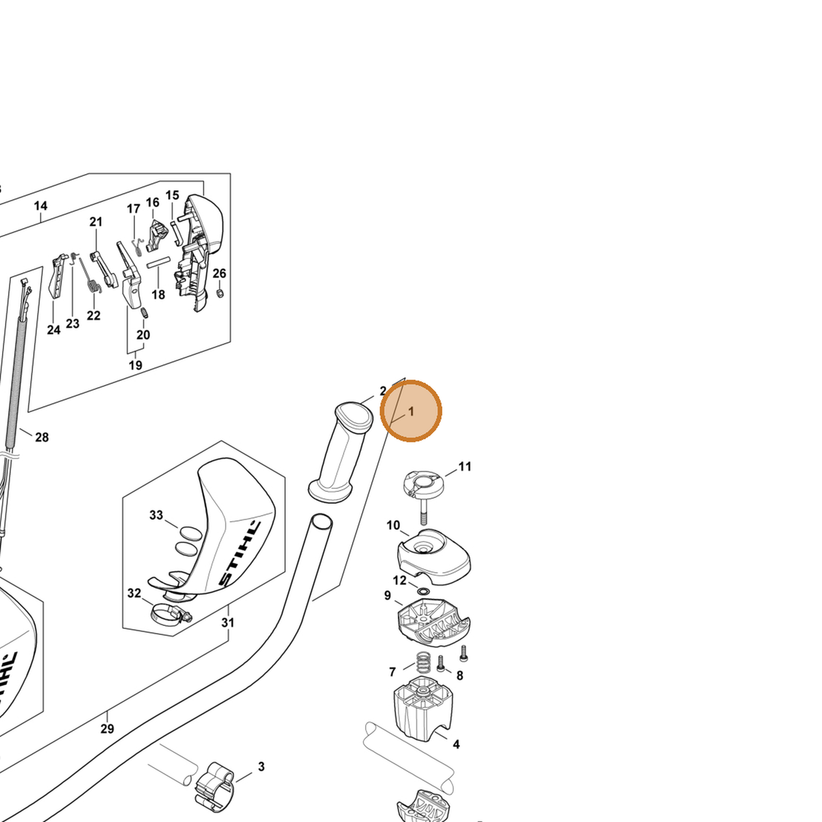 STIHL part 4147-790-1711 — IPL diagram snippet (6x zoom, amber highlight)
