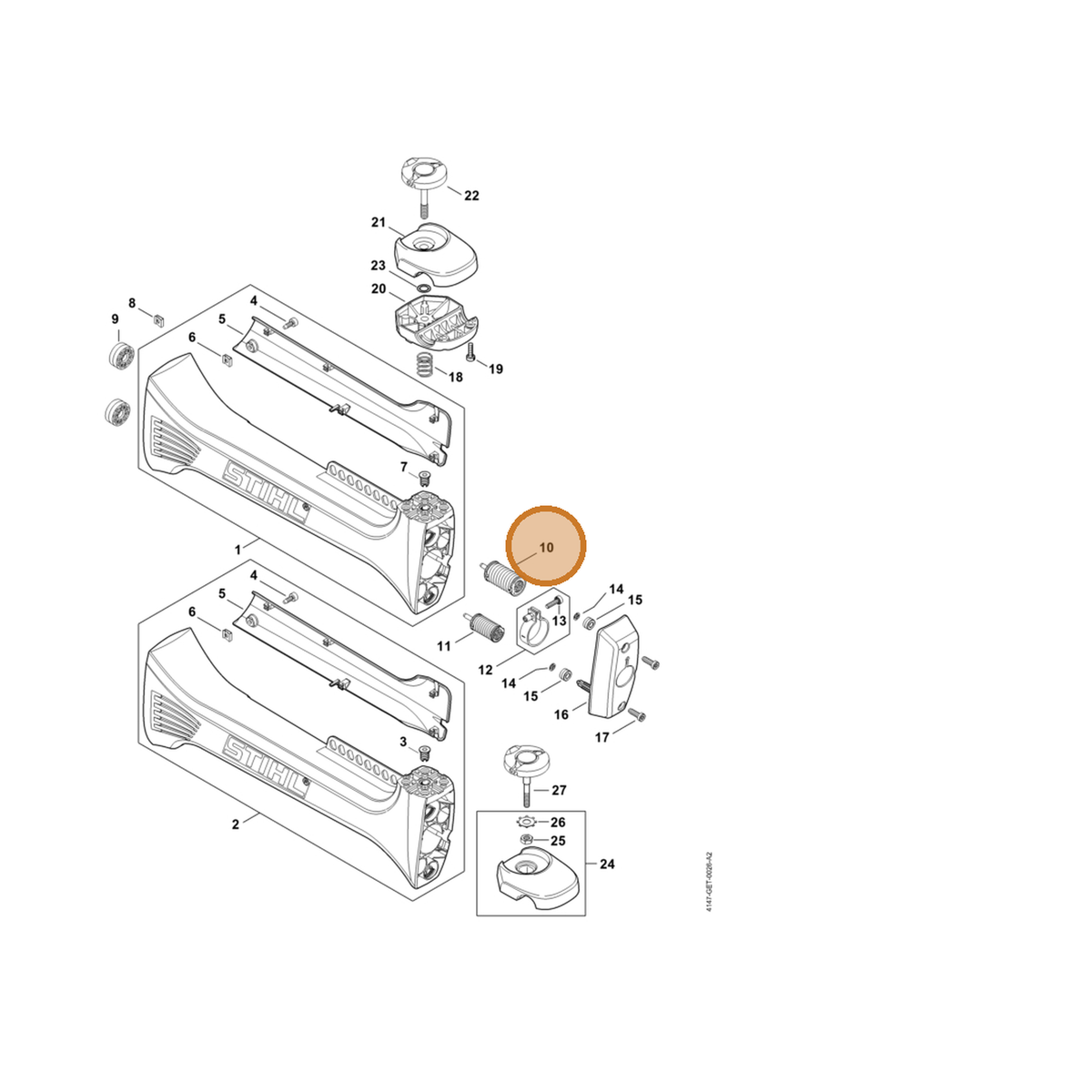 STIHL part 4147-790-8301 — IPL diagram snippet (6x zoom, amber highlight)