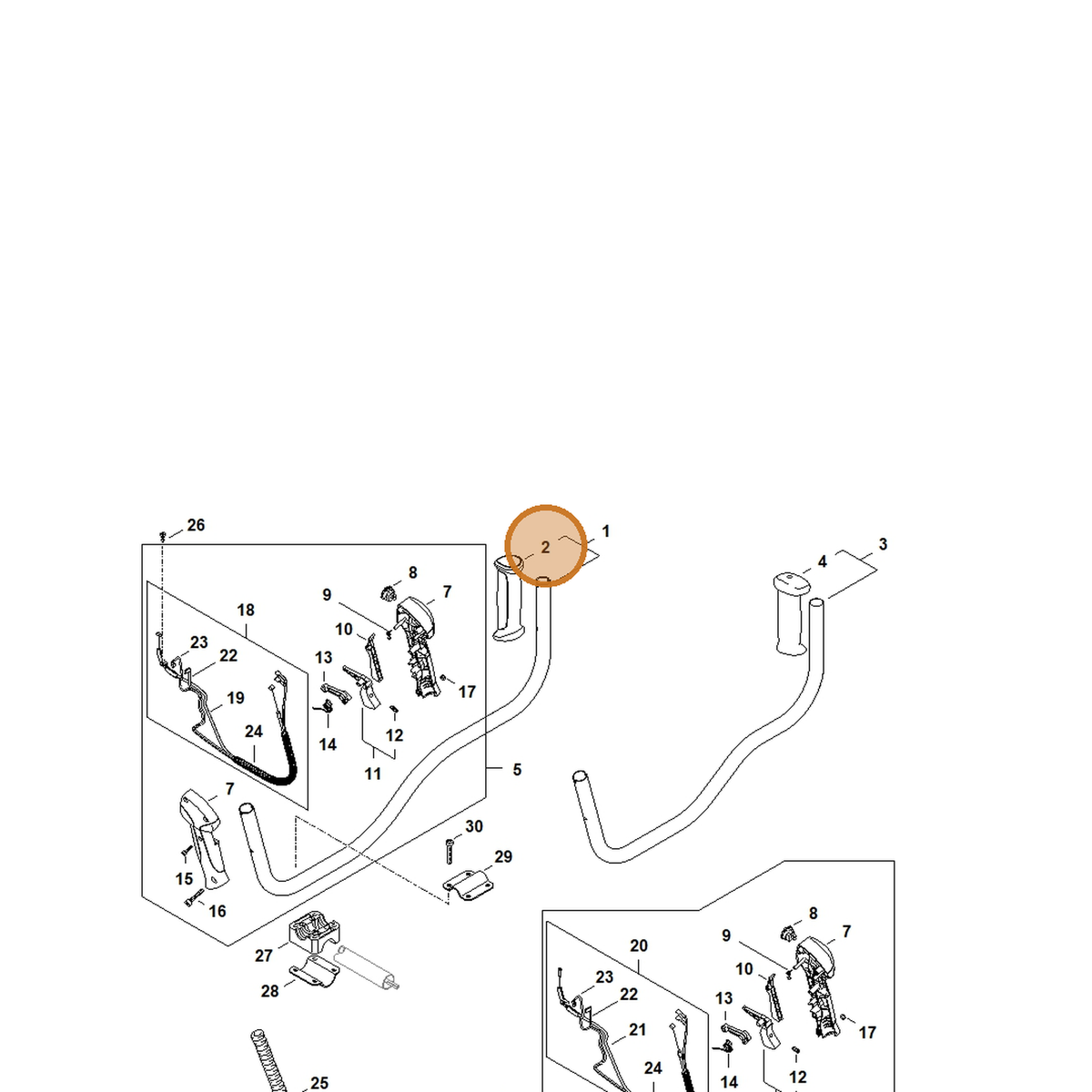 STIHL part 4147-791-0302 — IPL diagram snippet (6x zoom, amber highlight)