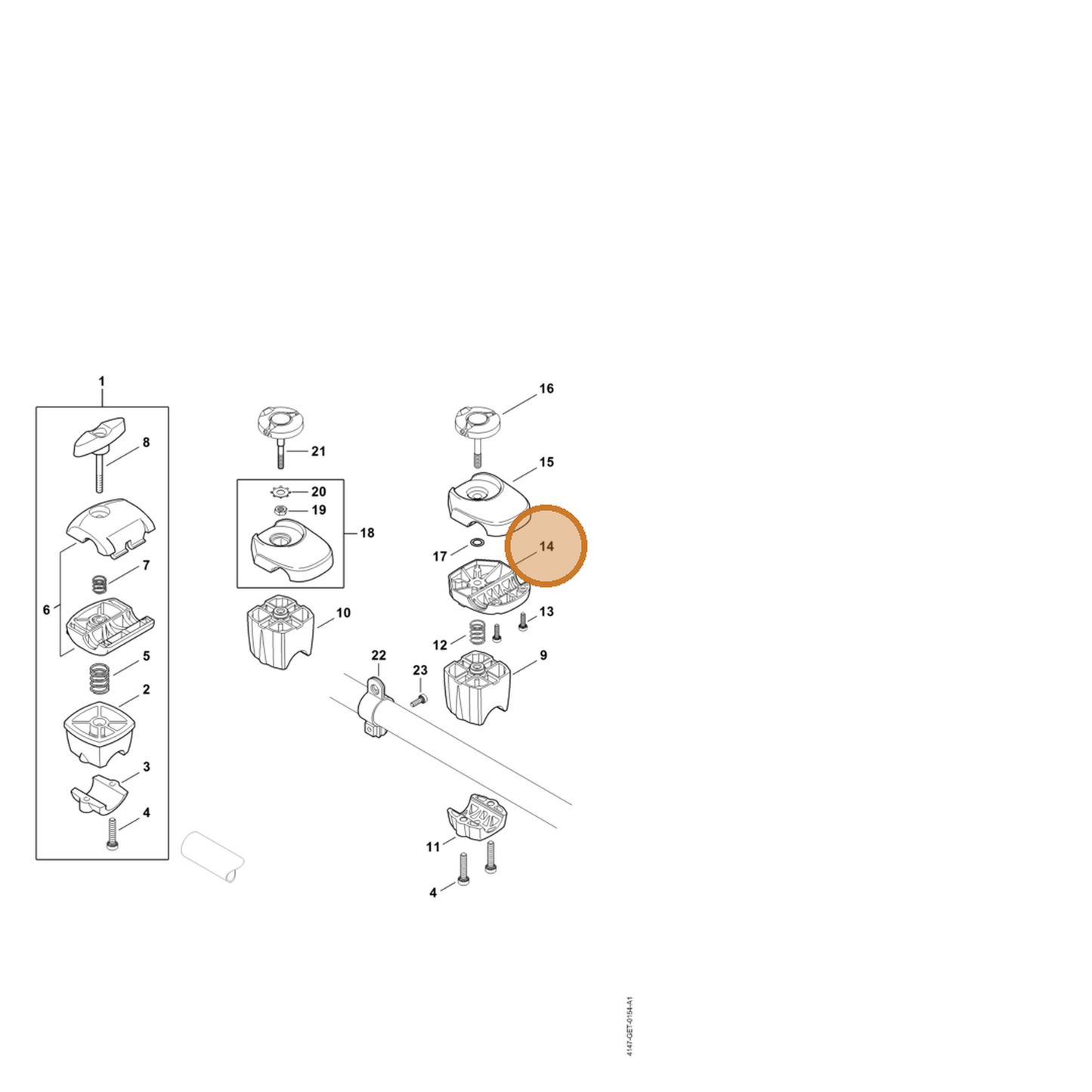 STIHL part 4147-791-0901 — IPL diagram snippet (6x zoom, amber highlight)