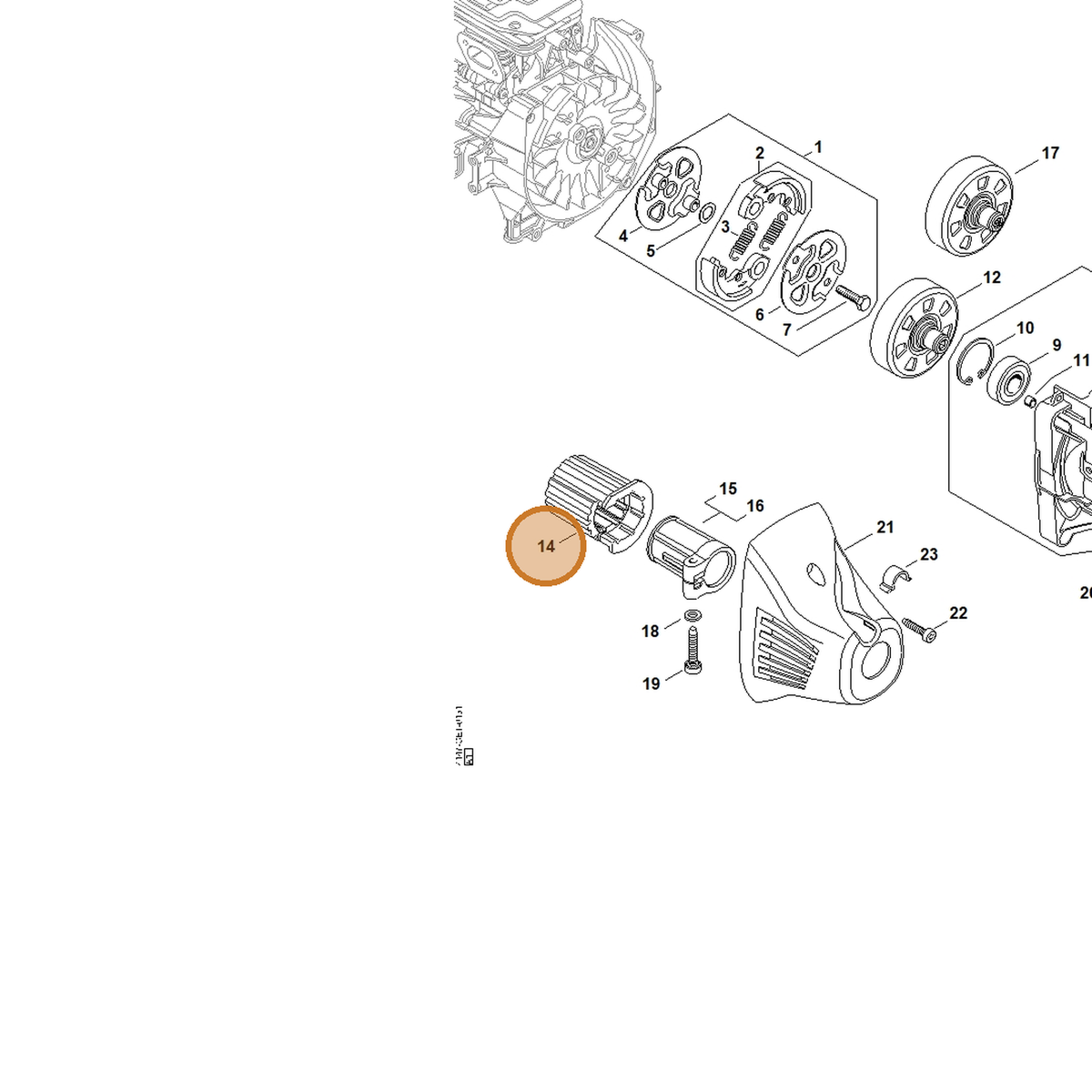 STIHL part 4147-791-9310 — IPL diagram snippet (6x zoom, amber highlight)