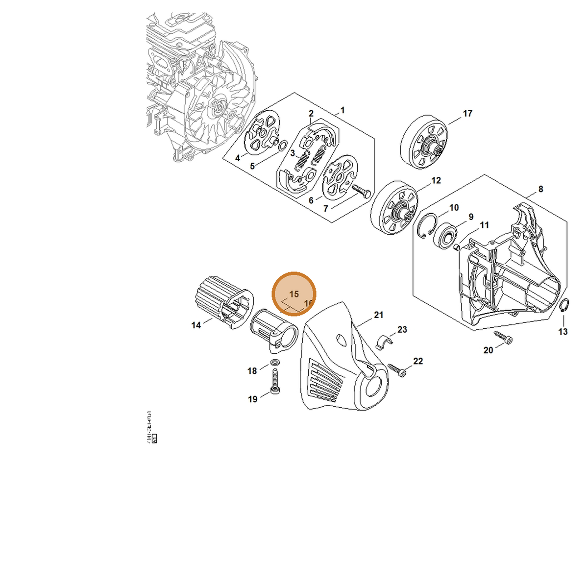 STIHL part 4147-791-9411 — IPL diagram snippet (6x zoom, amber highlight)