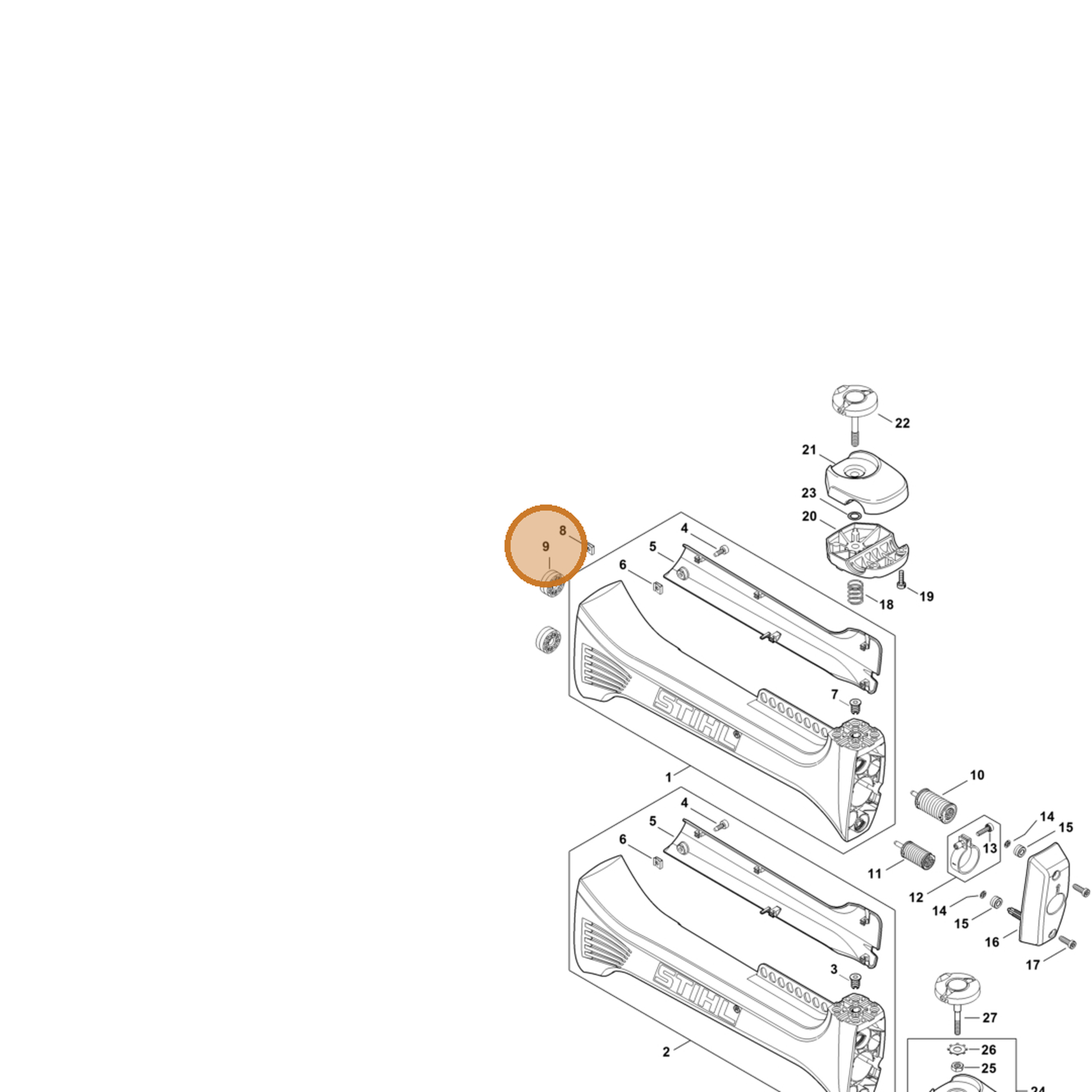 STIHL part 4147-792-9301 — IPL diagram snippet (6x zoom, amber highlight)