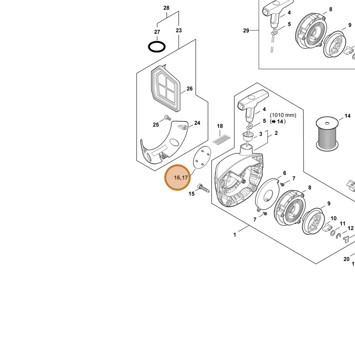 STIHL part 4147-967-1507 — IPL diagram snippet (6x zoom, amber highlight)