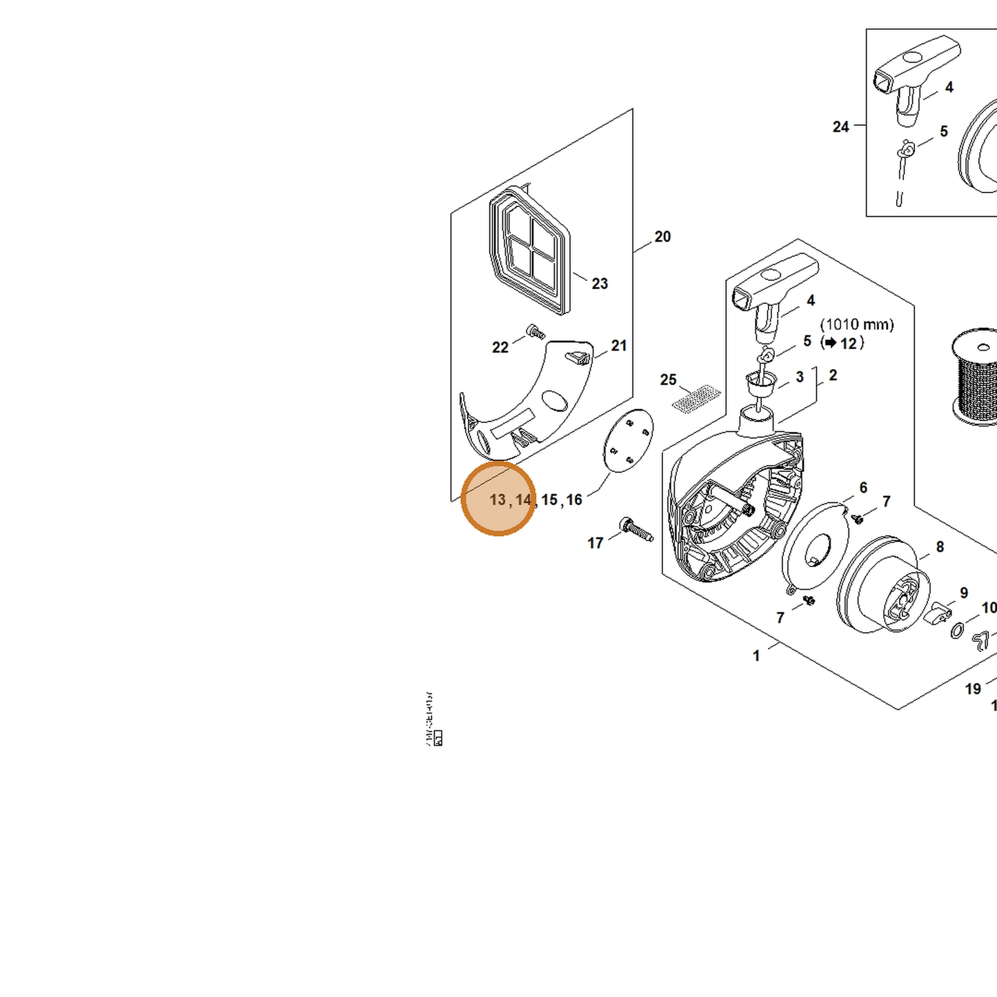 STIHL part 4147-967-1549 — IPL diagram snippet (6x zoom, amber highlight)
