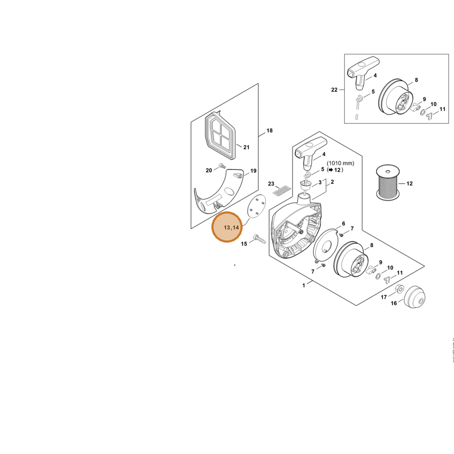 STIHL part 4147-967-1568 — IPL diagram snippet (6x zoom, amber highlight)