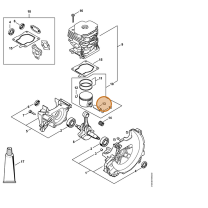 STIHL part 4148-034-1500 — IPL diagram snippet (6x zoom, amber highlight)