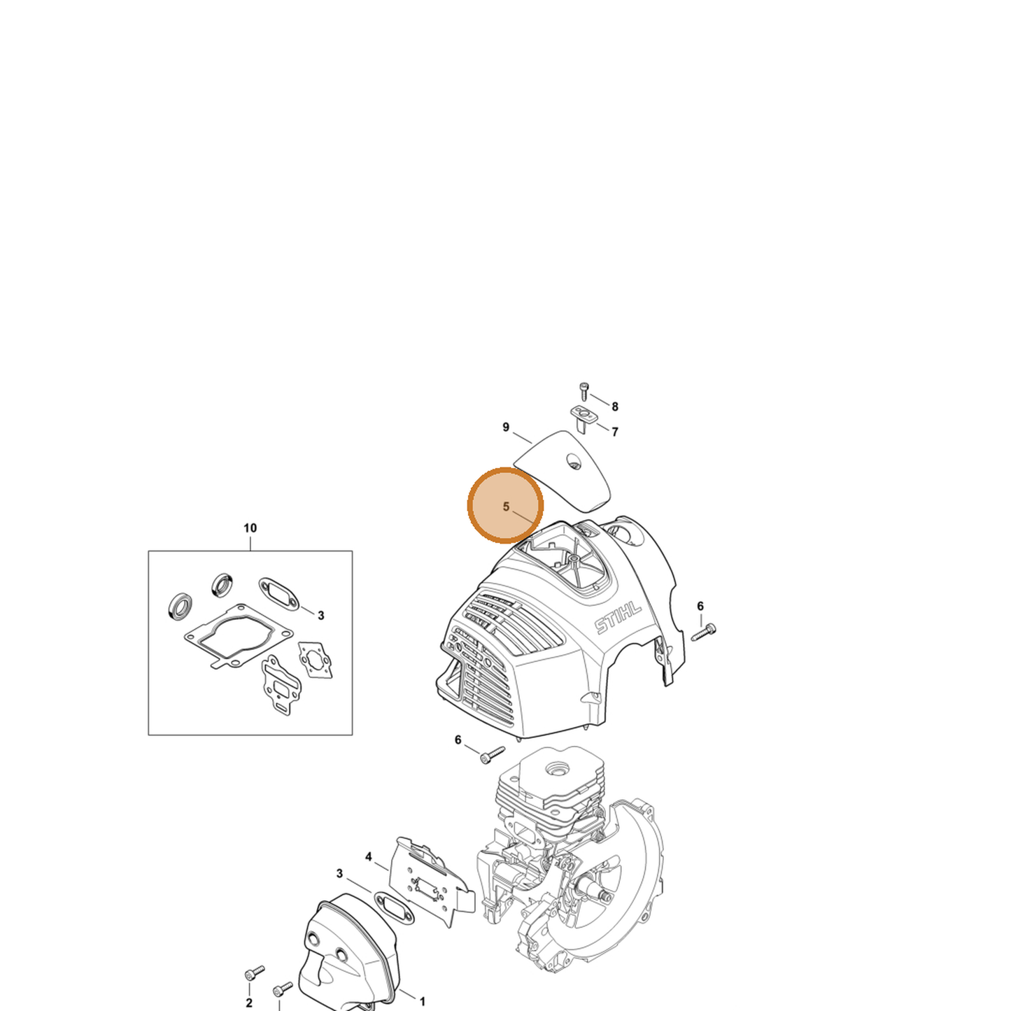 STIHL part 4148-080-1603 — IPL diagram snippet (6x zoom, amber highlight)