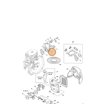 STIHL part 4148-120-2300 — IPL diagram snippet (6x zoom, amber highlight)