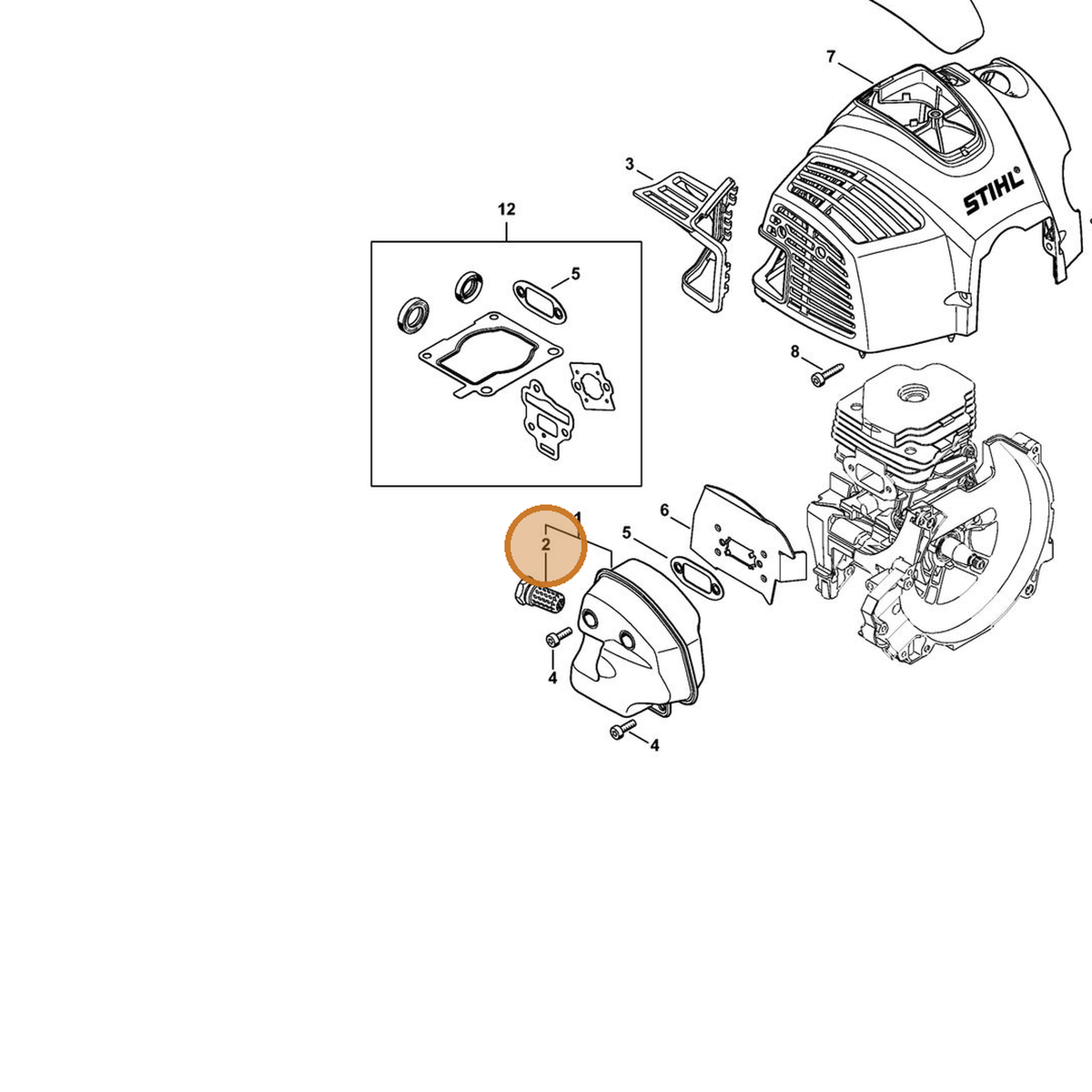 STIHL part 4148-140-6900 — IPL diagram snippet (6x zoom, amber highlight)