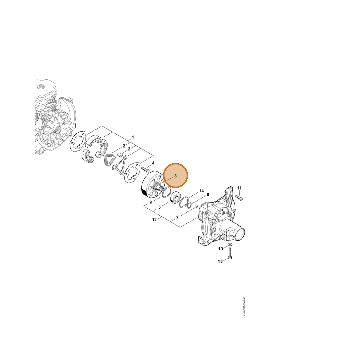 STIHL part 4148-160-2901 — IPL diagram snippet (6x zoom, amber highlight)