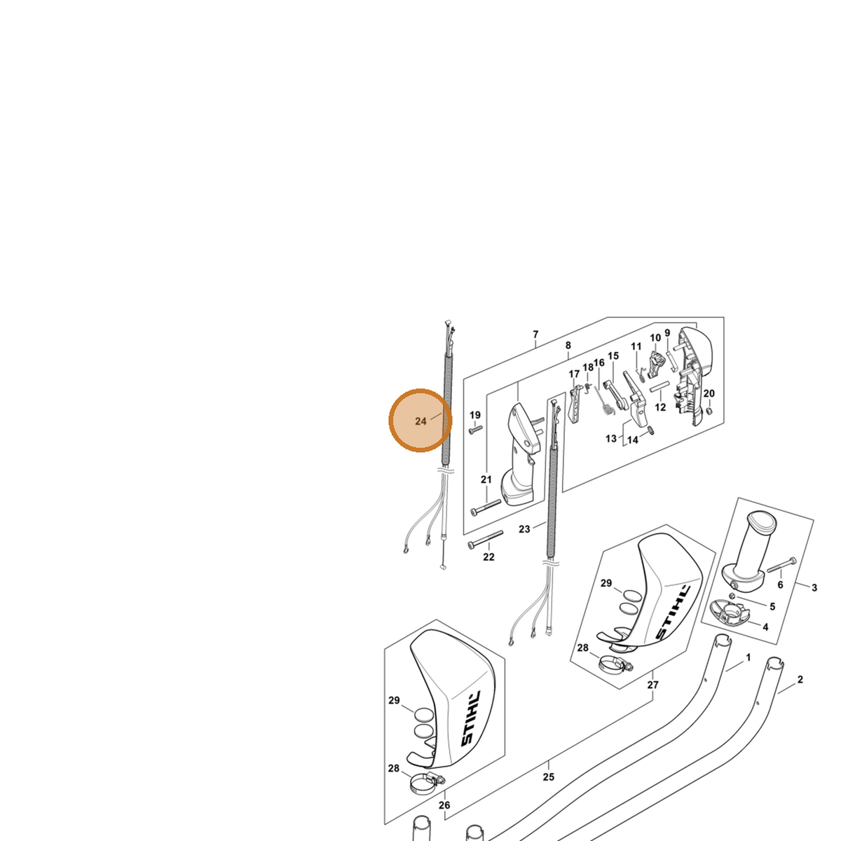 STIHL part 4148-180-1100 — IPL diagram snippet (6x zoom, amber highlight)