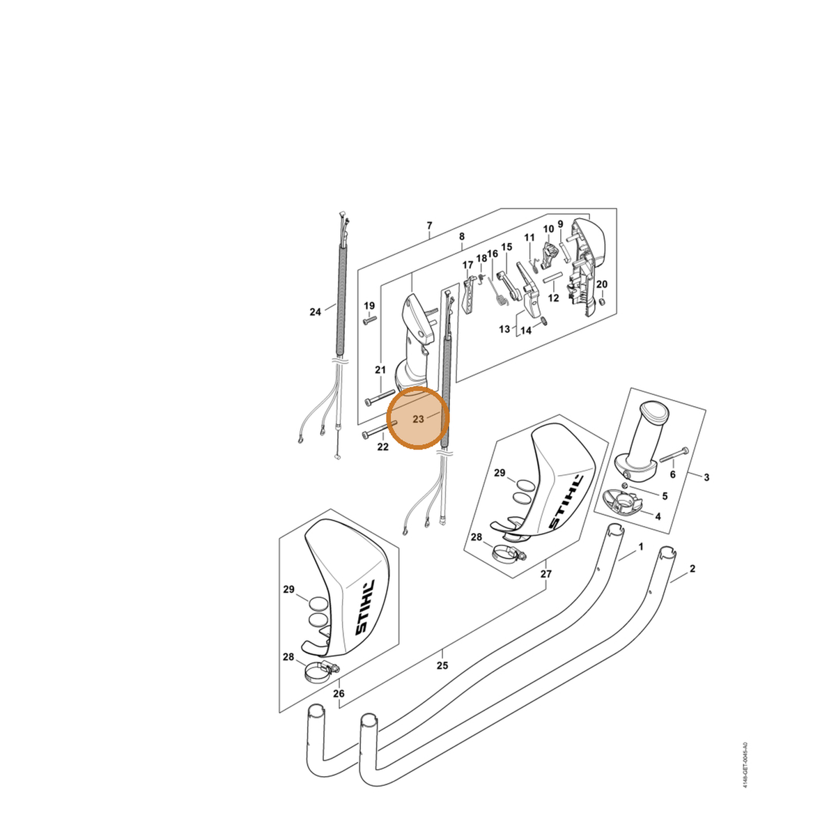STIHL part 4148-180-1103 — IPL diagram snippet (6x zoom, amber highlight)