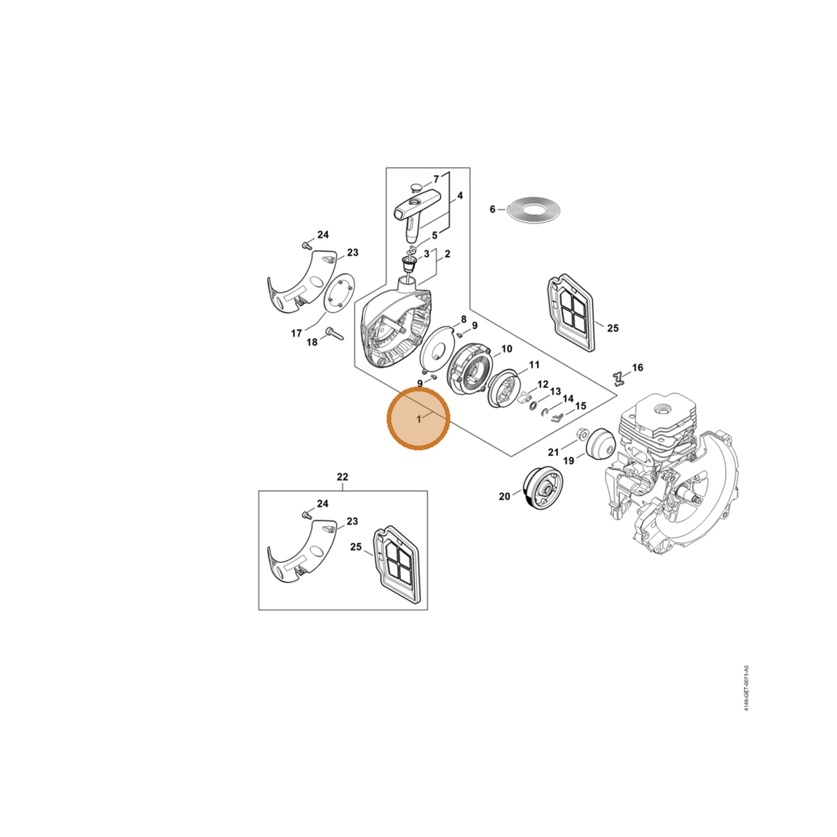 STIHL part 4148-190-4002 — IPL diagram snippet (6x zoom, amber highlight)