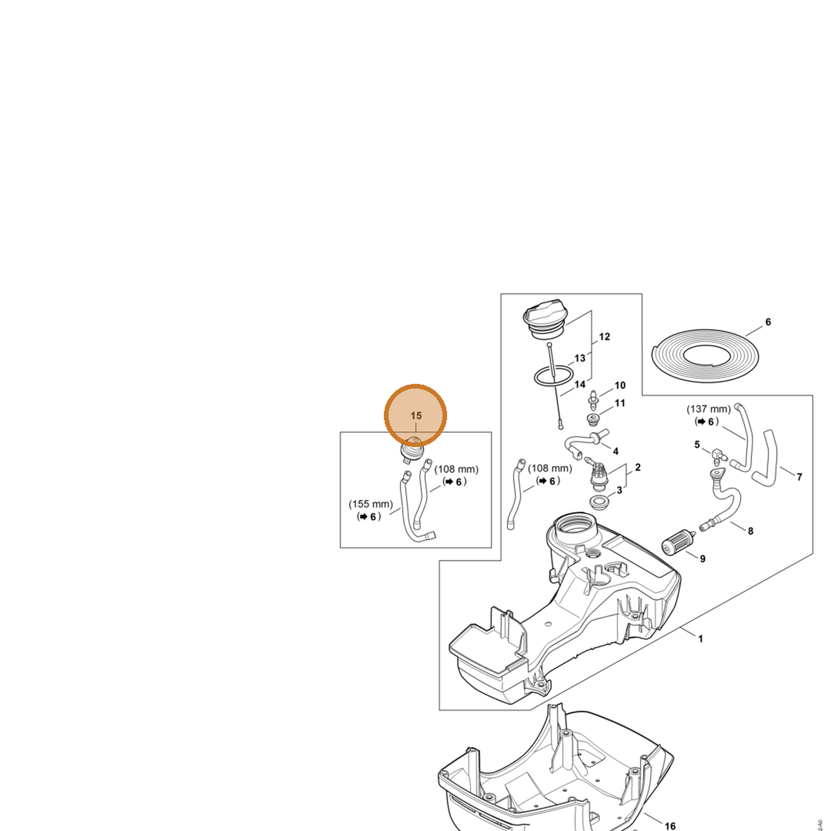 STIHL part 4148-350-6200 — IPL diagram snippet (6x zoom, amber highlight)