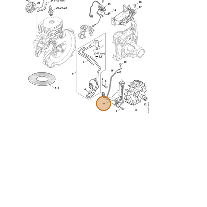 STIHL part 4148-352-3001 — IPL diagram snippet (6x zoom, amber highlight)