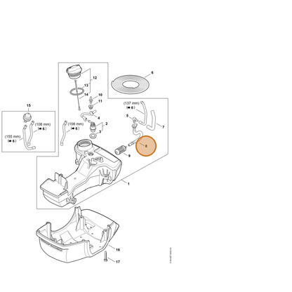 STIHL part 4148-358-0800 — IPL diagram snippet (6x zoom, amber highlight)
