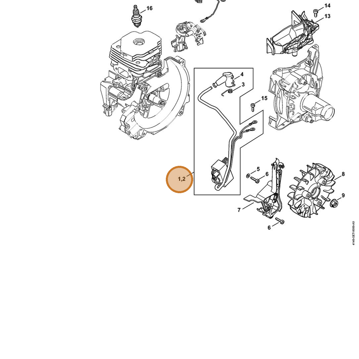 STIHL part 4148-400-4712 — IPL diagram snippet (6x zoom, amber highlight)