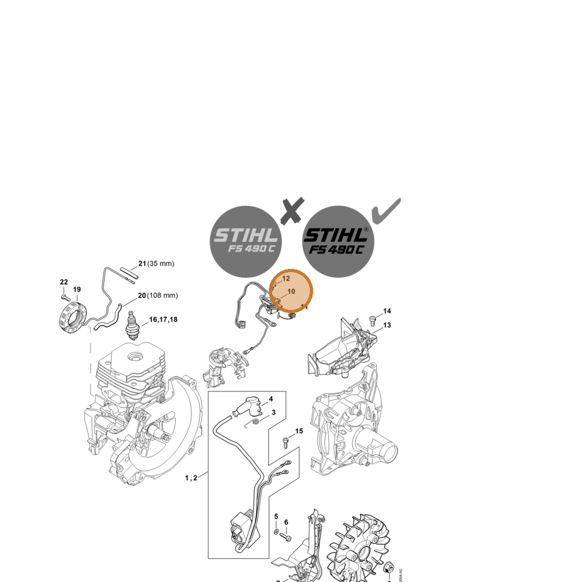 STIHL part 4148-430-1000 — IPL diagram snippet (6x zoom, amber highlight)