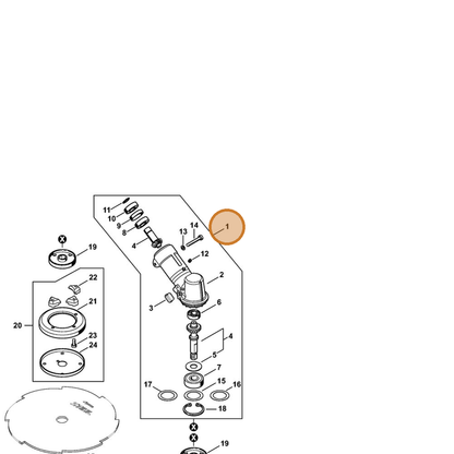 STIHL part 4148-640-0107 — IPL diagram snippet (6x zoom, amber highlight)