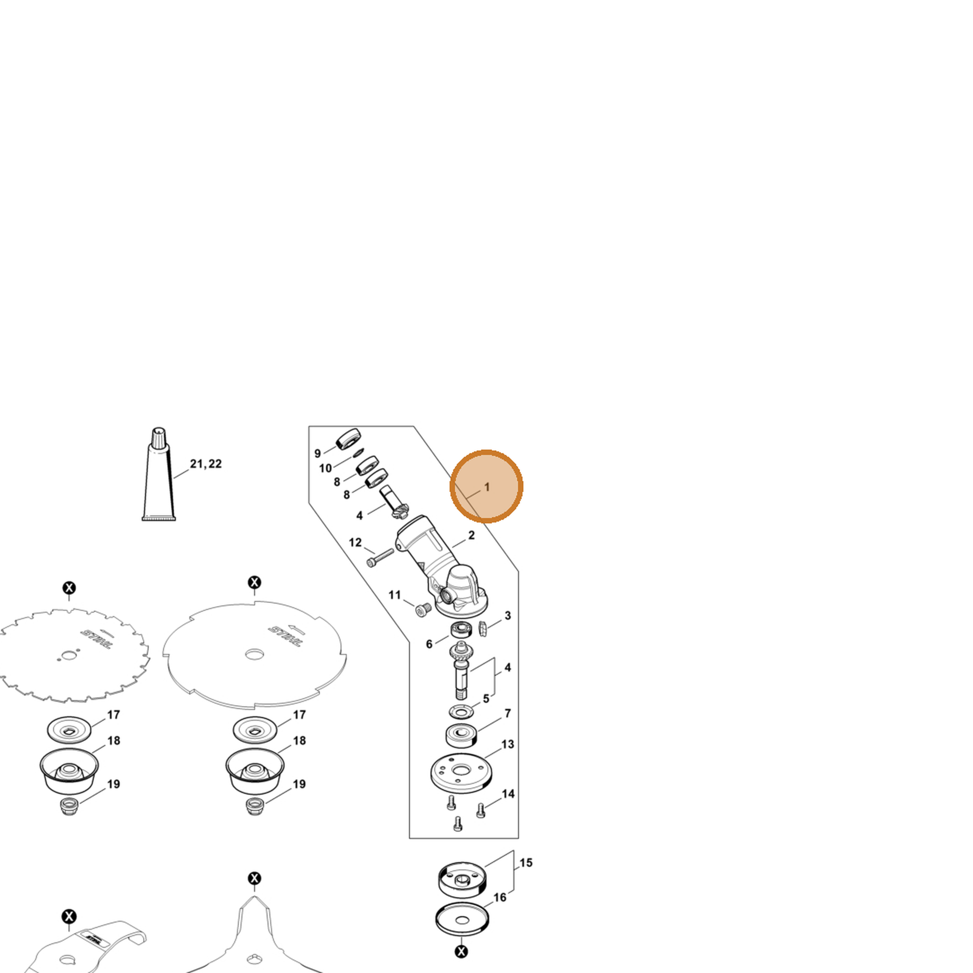 STIHL part 4148-640-0108 — IPL diagram snippet (6x zoom, amber highlight)