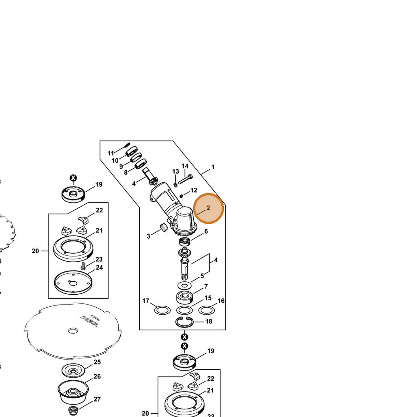 STIHL part 4148-641-0301 — IPL diagram snippet (6x zoom, amber highlight)
