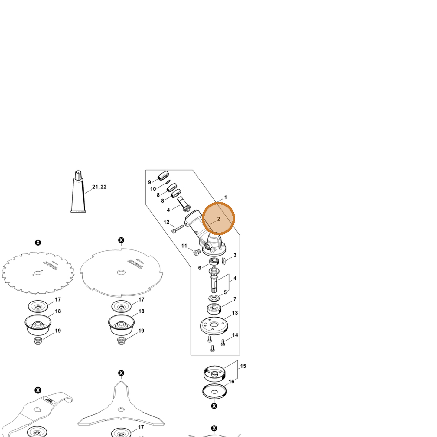 STIHL part 4148-641-0302 — IPL diagram snippet (6x zoom, amber highlight)