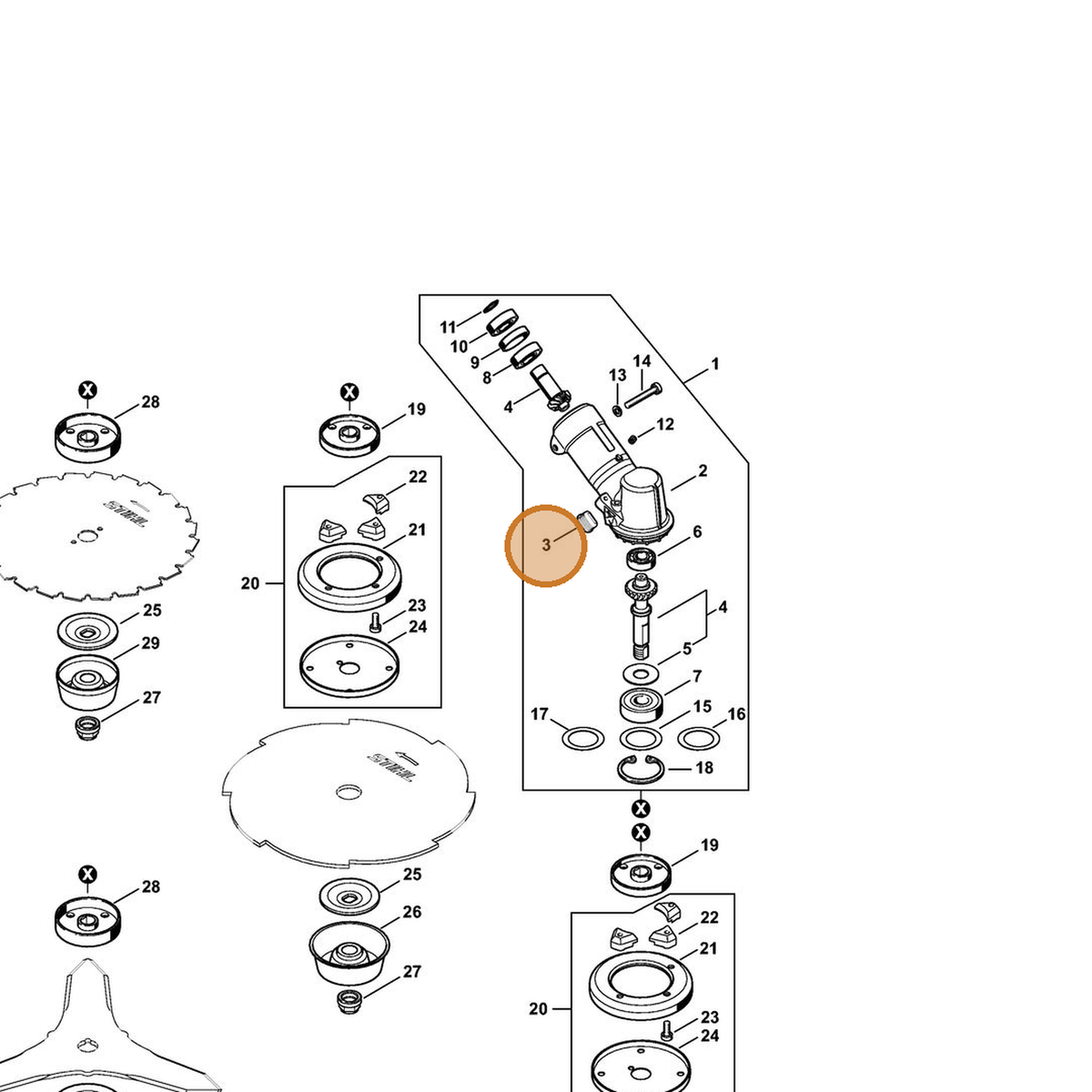 STIHL part 4148-641-0800 — IPL diagram snippet (6x zoom, amber highlight)