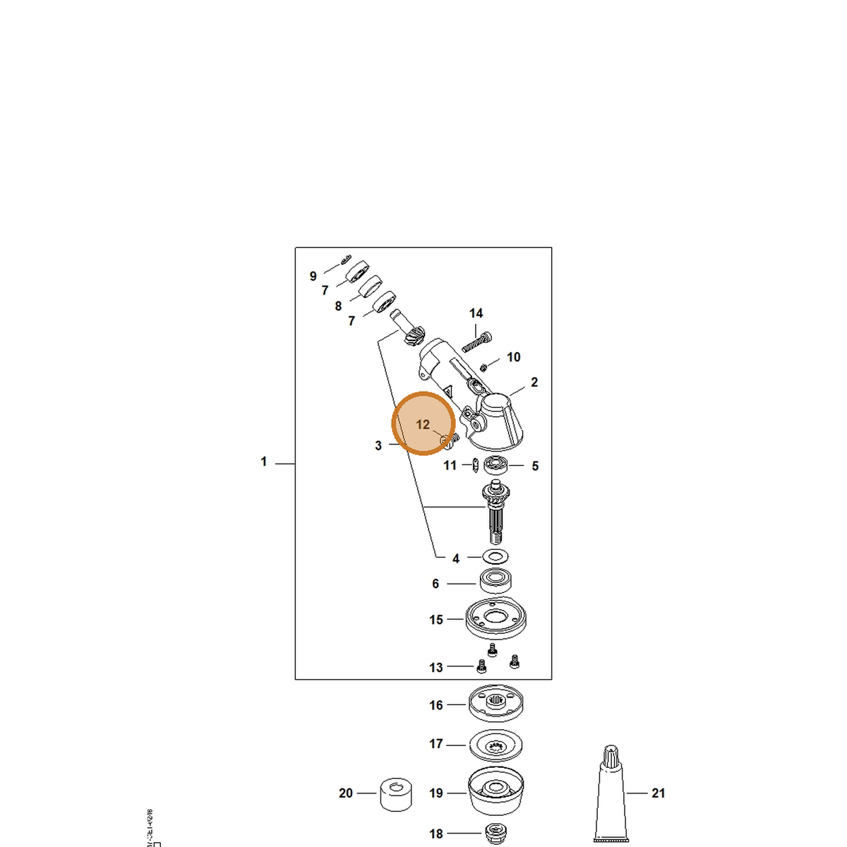 STIHL part 4148-641-6500 — IPL diagram snippet (6x zoom, amber highlight)