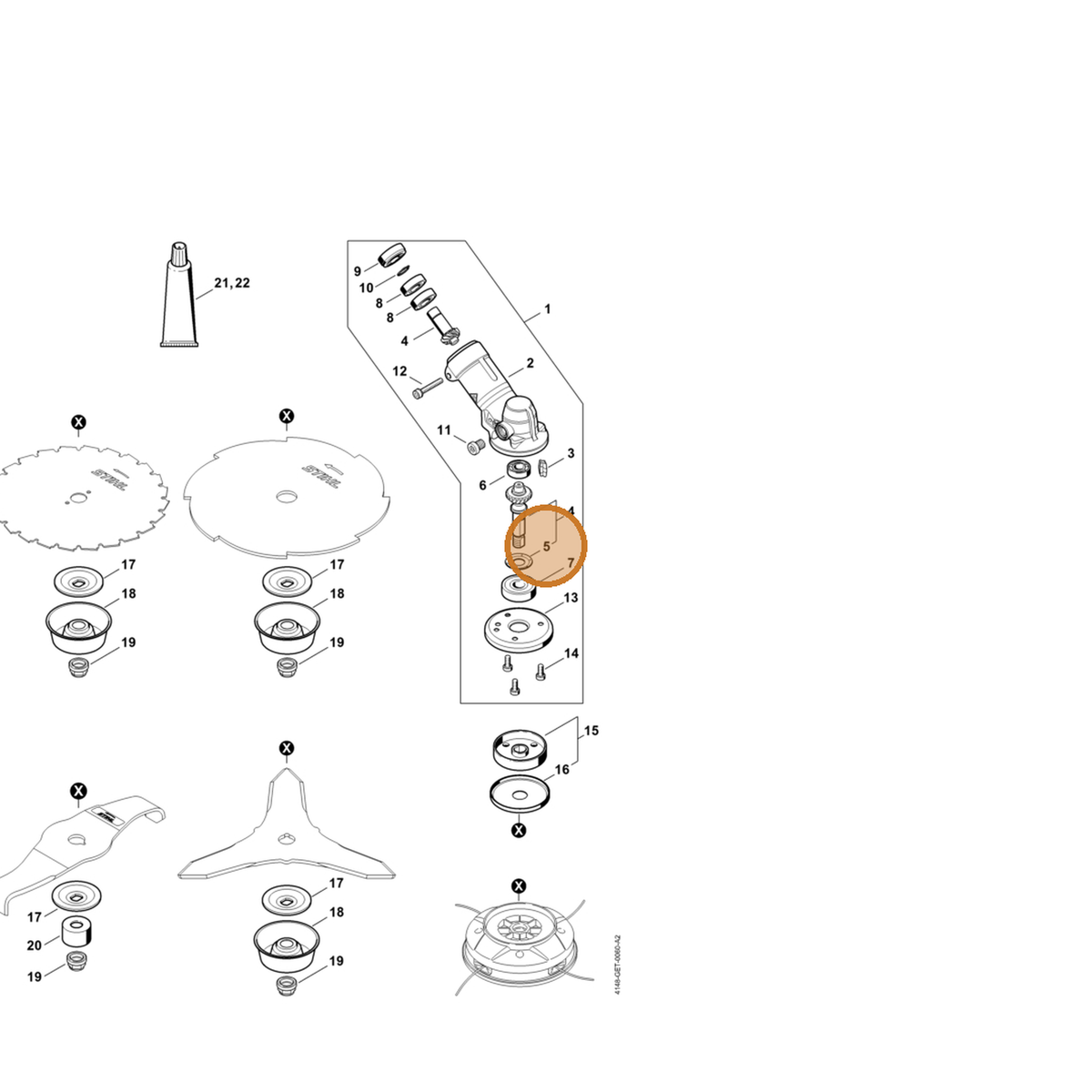 STIHL part 4148-642-9501 — IPL diagram snippet (6x zoom, amber highlight)