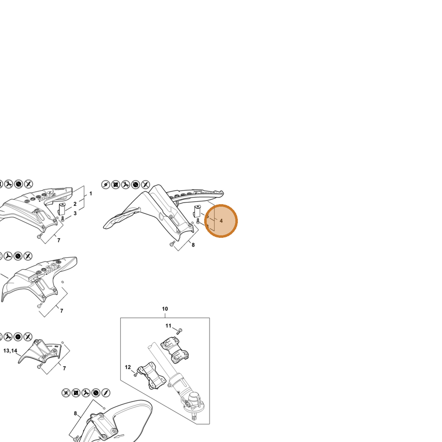 STIHL part 4148-710-8104 — IPL diagram snippet (6x zoom, amber highlight)