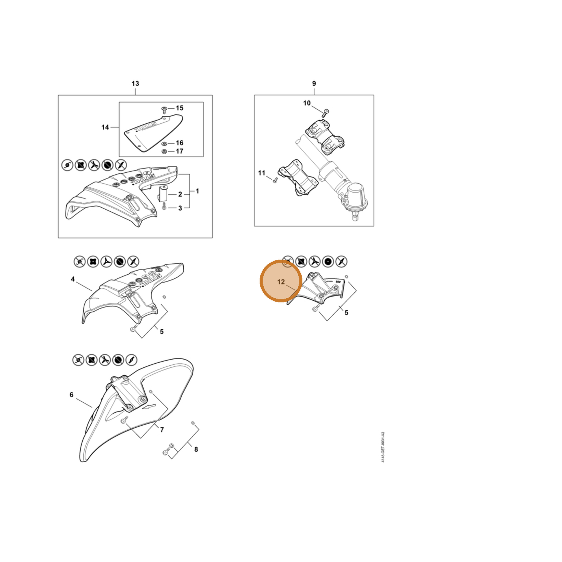 STIHL part 4148-710-8201 — IPL diagram snippet (6x zoom, amber highlight)