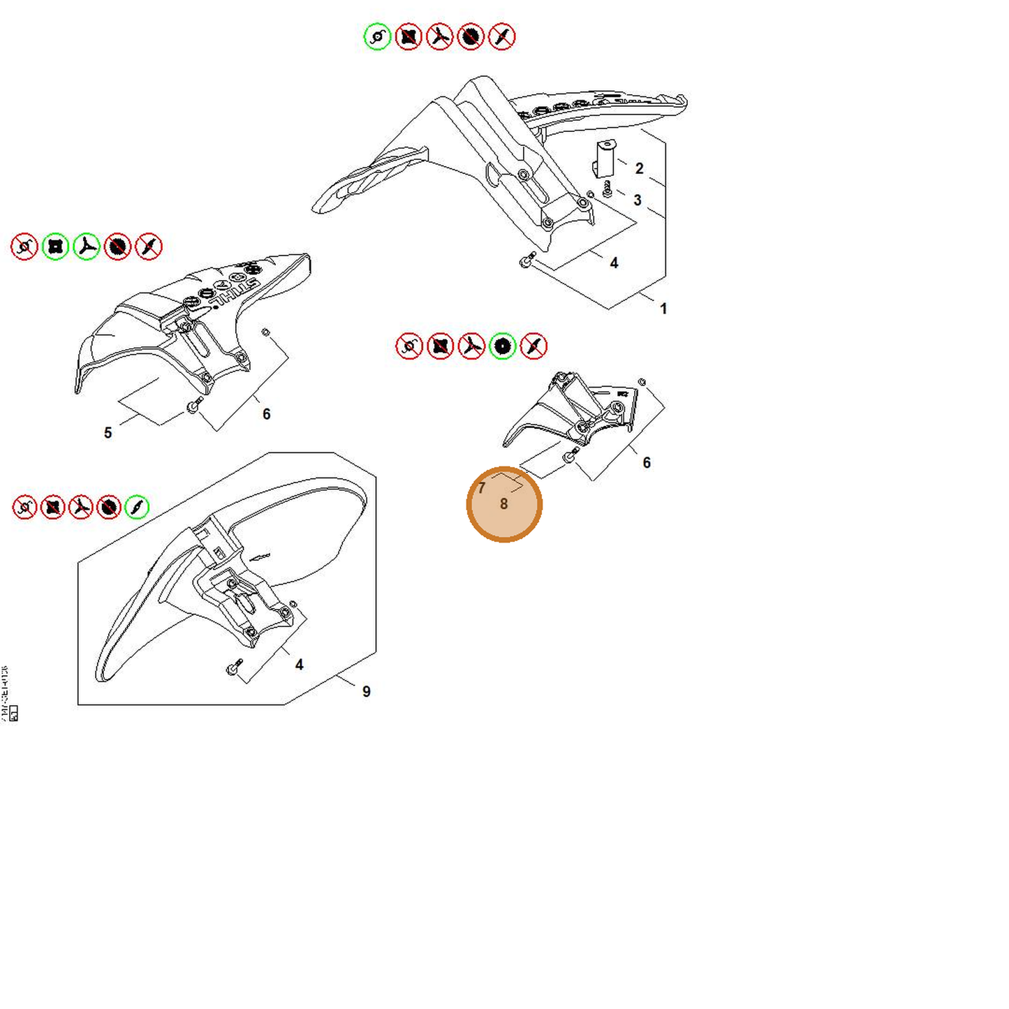 STIHL part 4148-710-8203 — IPL diagram snippet (6x zoom, amber highlight)