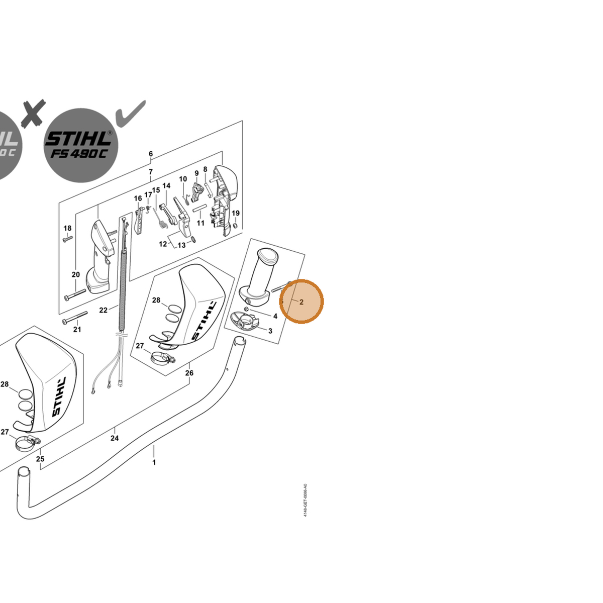 STIHL part 4148-790-0300 — IPL diagram snippet (6x zoom, amber highlight)