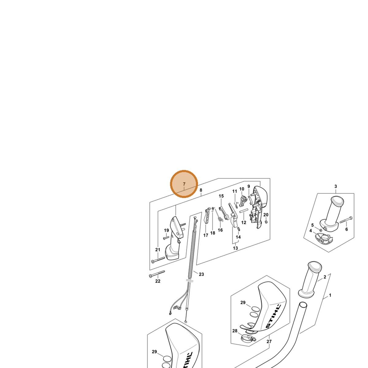 STIHL part 4148-790-1307 — IPL diagram snippet (6x zoom, amber highlight)