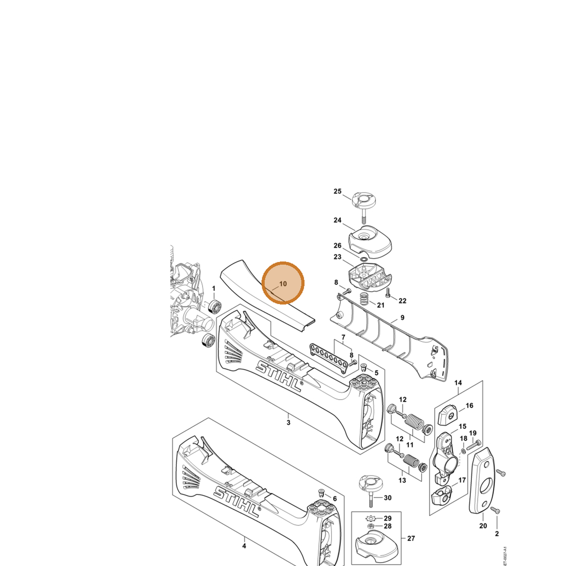 STIHL part 4148-791-7500 — IPL diagram snippet (6x zoom, amber highlight)