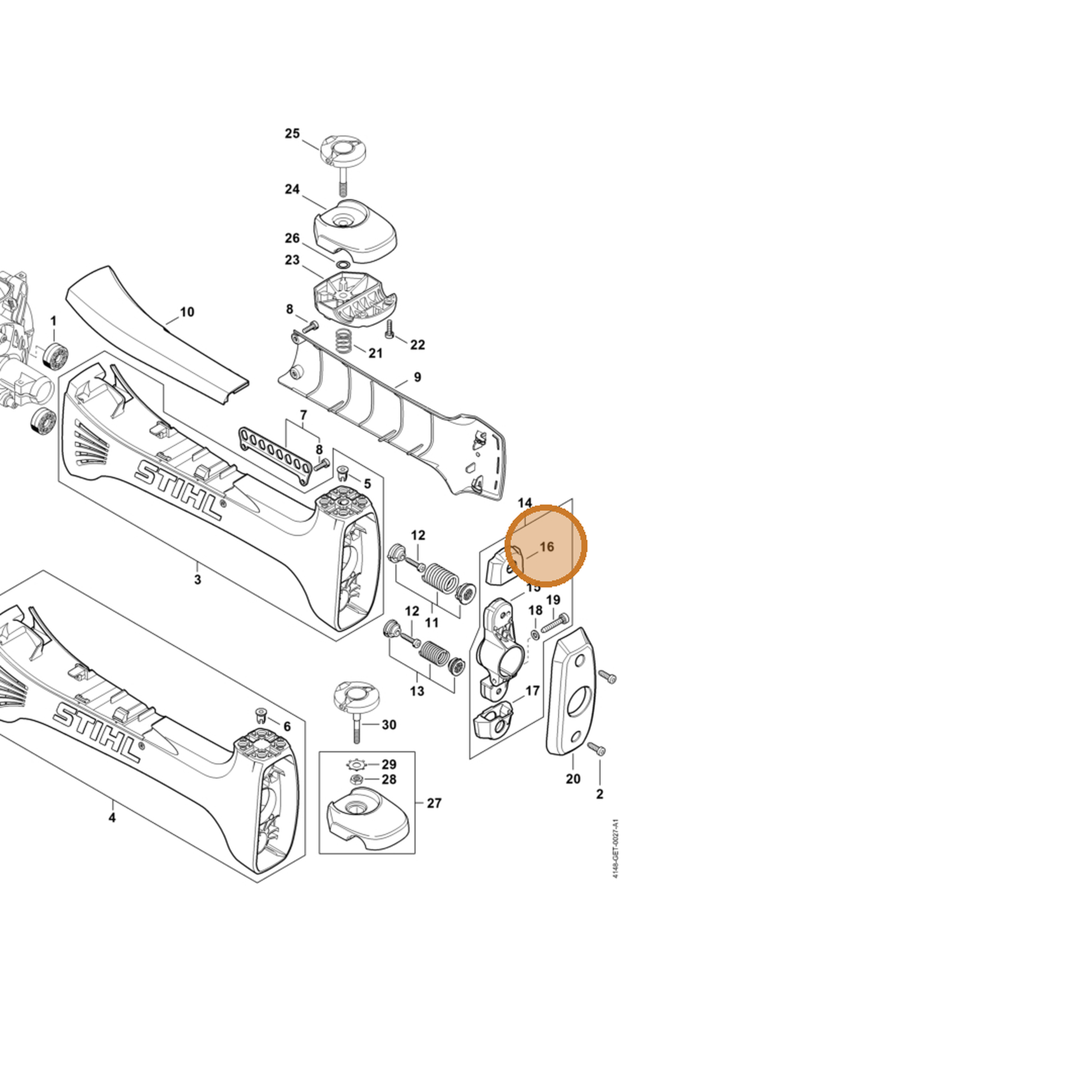 STIHL part 4148-792-2800 — IPL diagram snippet (6x zoom, amber highlight)