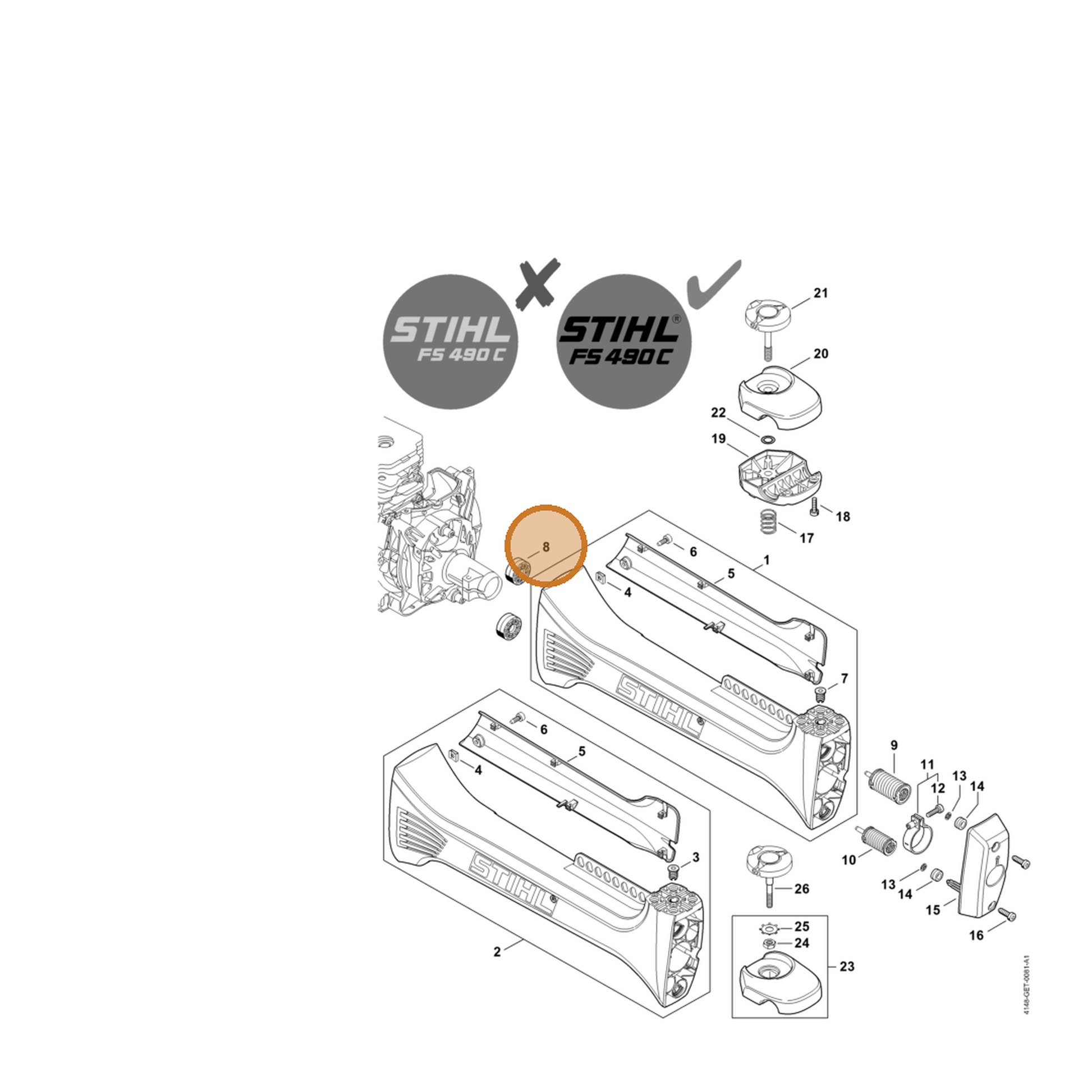 STIHL part 4148-792-9303 — IPL diagram snippet (6x zoom, amber highlight)