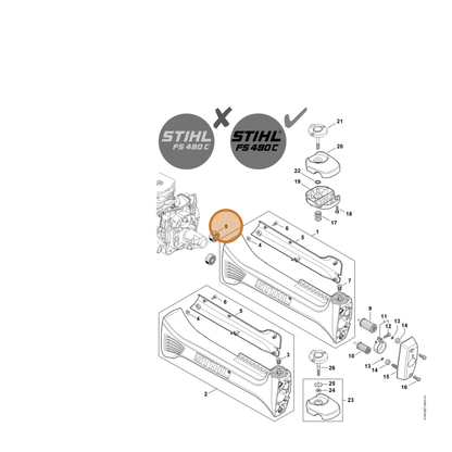 STIHL part 4148-792-9303 — IPL diagram snippet (6x zoom, amber highlight)