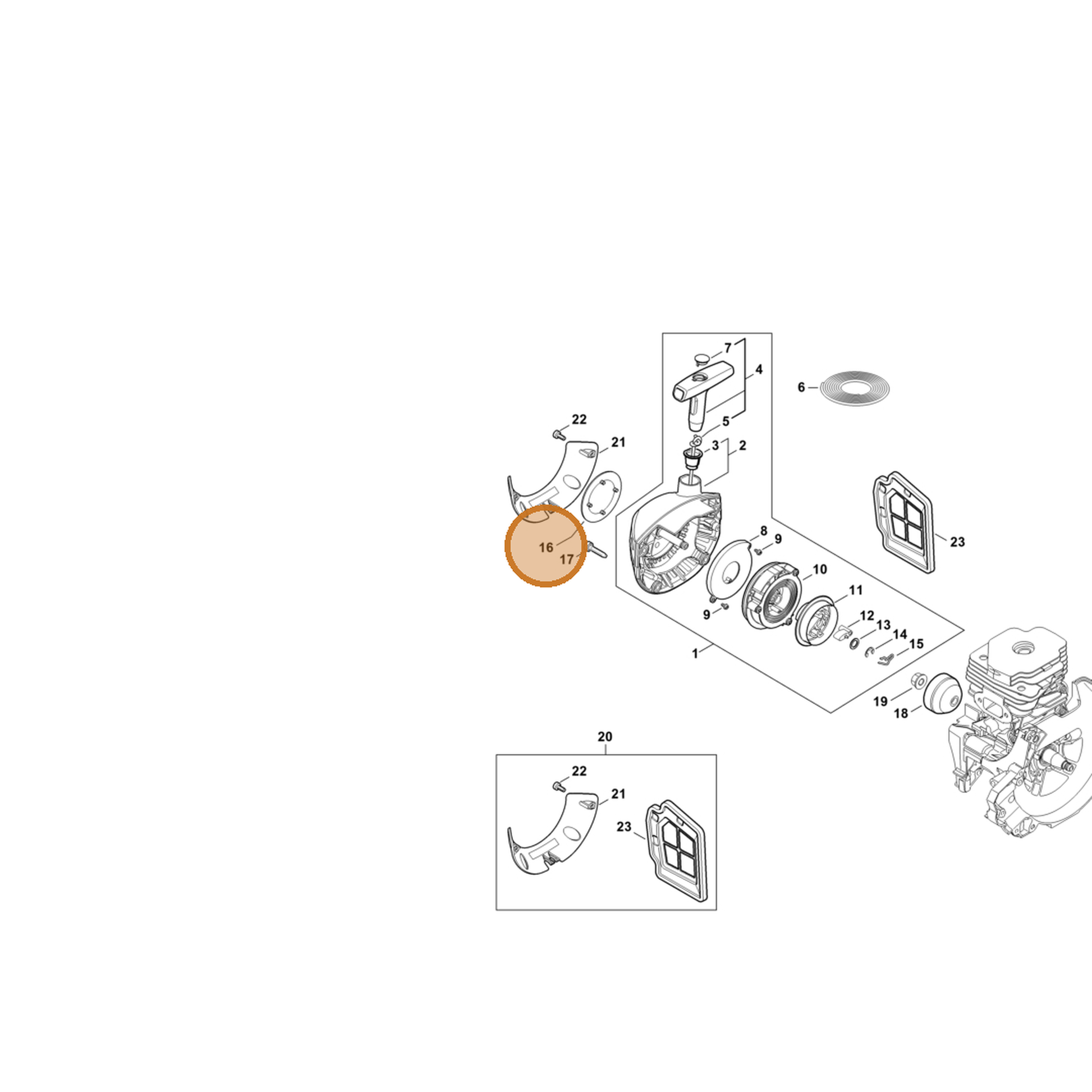 STIHL part 4148-967-1503 — IPL diagram snippet (6x zoom, amber highlight)