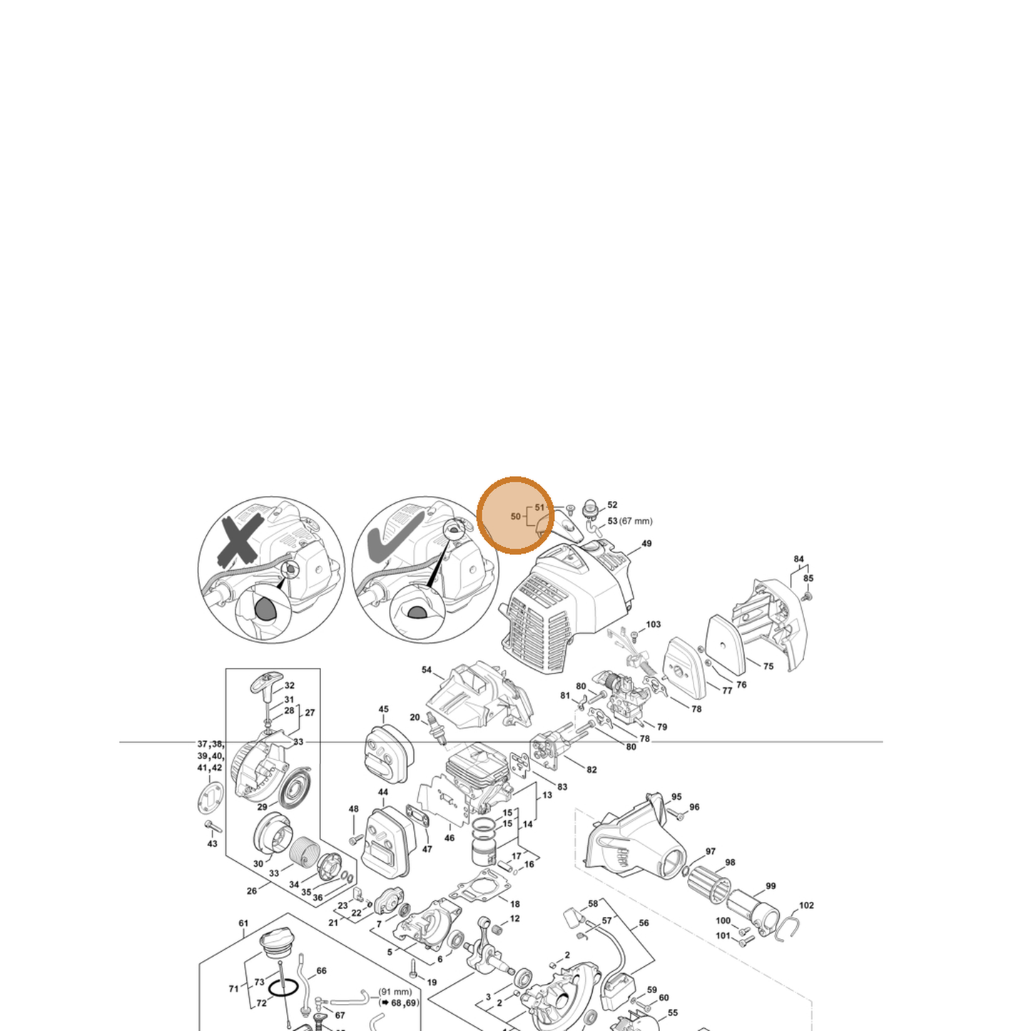 STIHL part 4149-080-0400 — IPL diagram snippet (6x zoom, amber highlight)