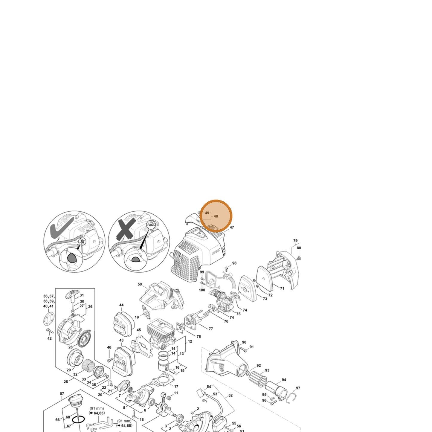 STIHL part 4149-080-0401 — IPL diagram snippet (6x zoom, amber highlight)
