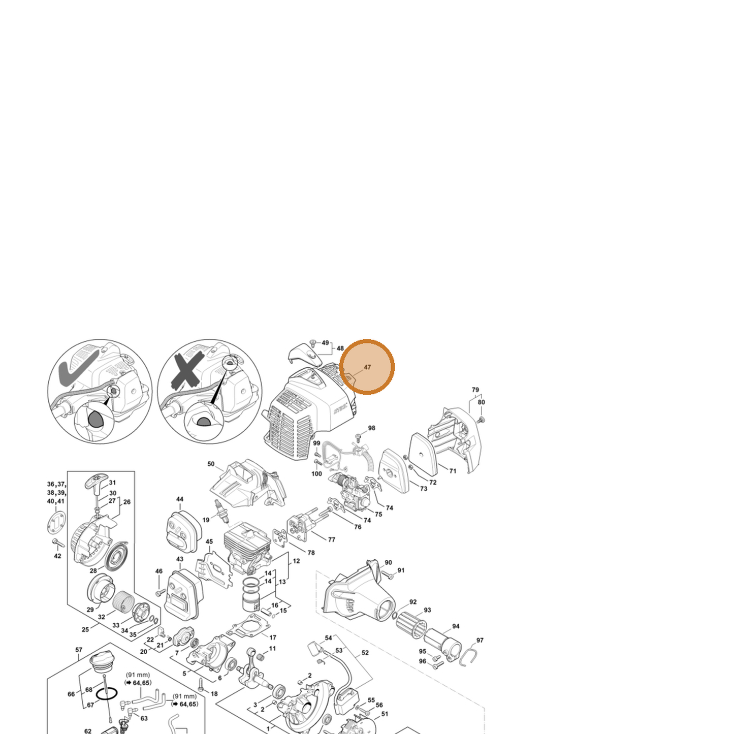STIHL part 4149-080-1611 — IPL diagram snippet (6x zoom, amber highlight)