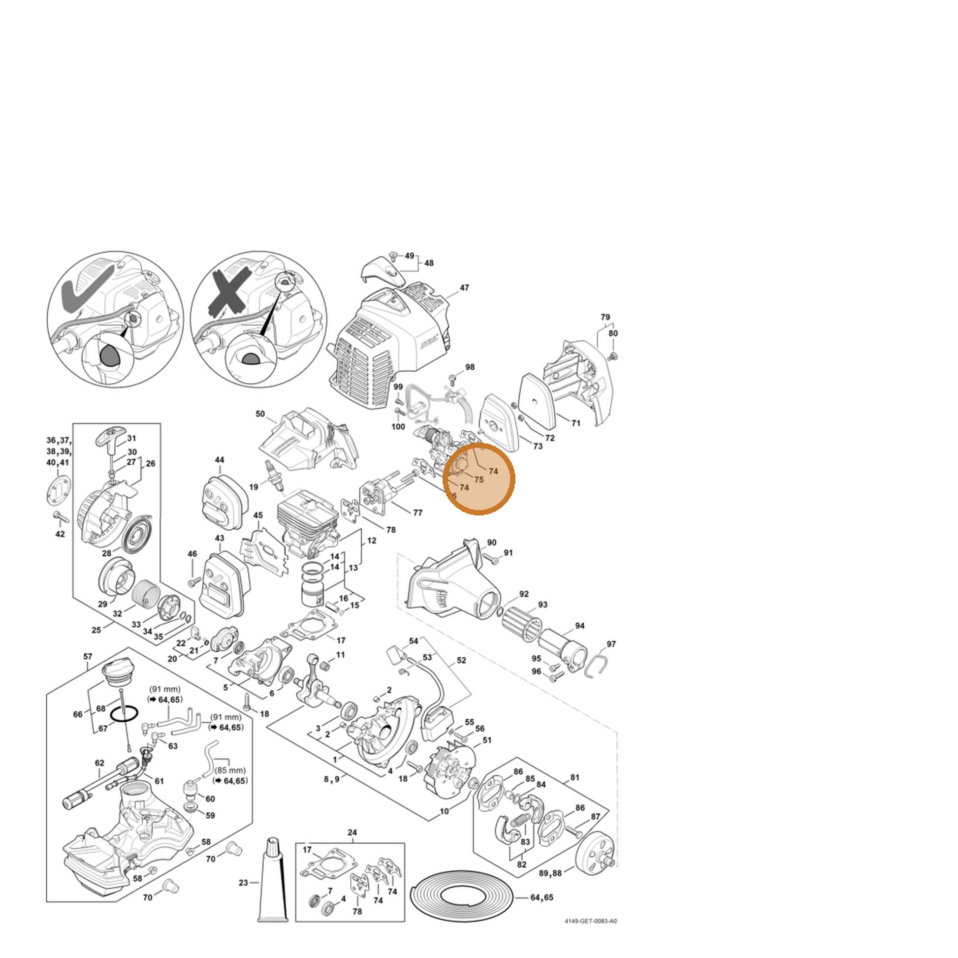 STIHL part 4149-120-0602 — IPL diagram snippet (6x zoom, amber highlight)