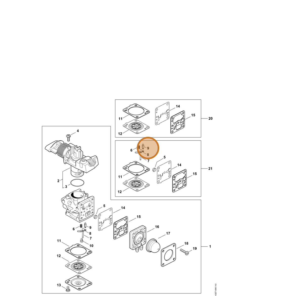 STIHL part 4149-121-5101 — IPL diagram snippet (6x zoom, amber highlight)