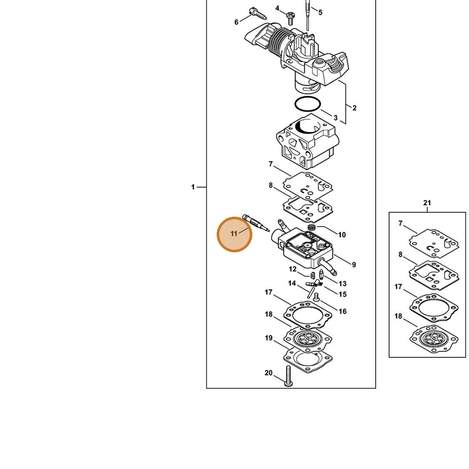 STIHL part 4149-122-6700 — IPL diagram snippet (6x zoom, amber highlight)